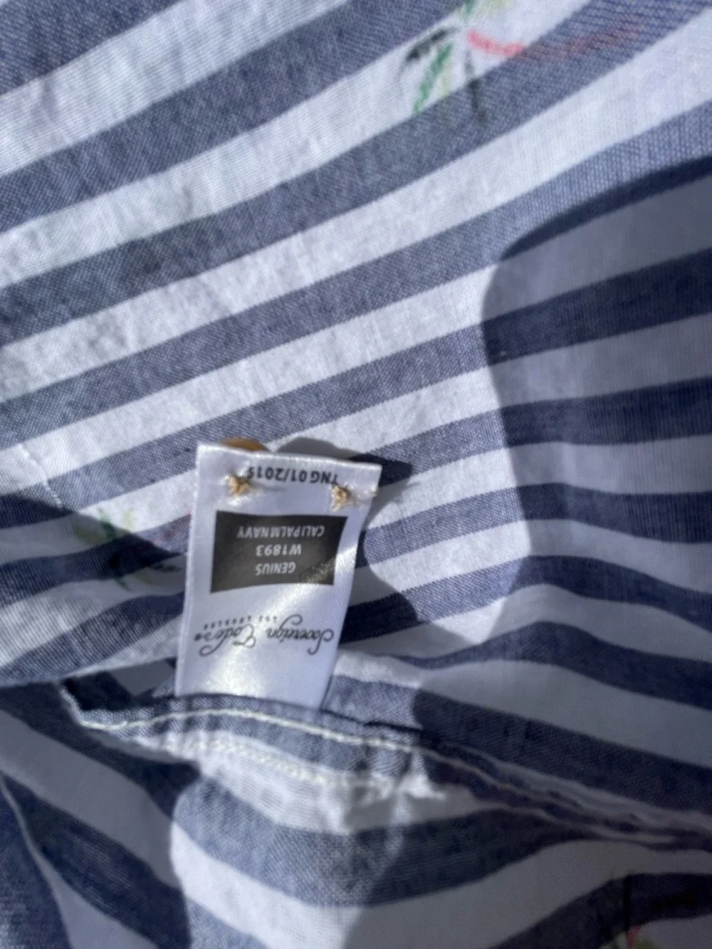 Sovereign Code Blue‎ and White Striped Short Sleeve Button-Down Shirt